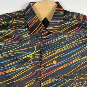 Vtg Inserch Icon Men's Large 80s 90s Bold Color Flip Cuff Button Front‎ Shirt